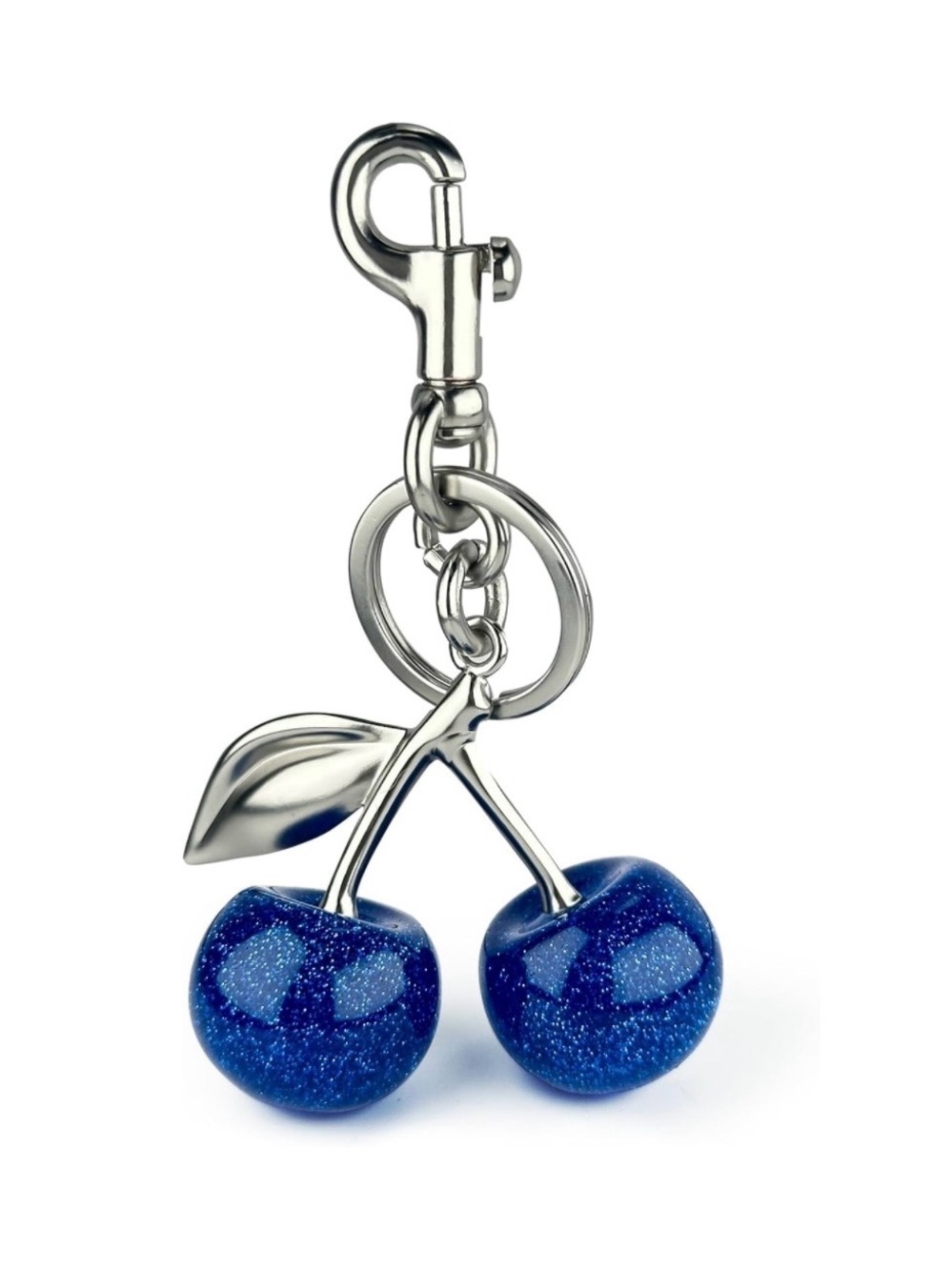 Blue Glitter Cherries Bag Charm Keychain